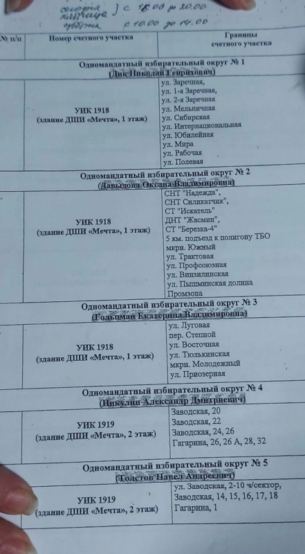 Жителям п. Винзили на руки выдали список кандидатов, за которых нужно проголосовать